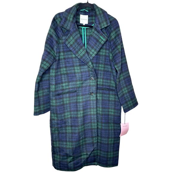 Anthropologie Avec Les Filled Long Plaid Trench Coat Old Money Sz Med. NWT $289 - Picture 3 of 9